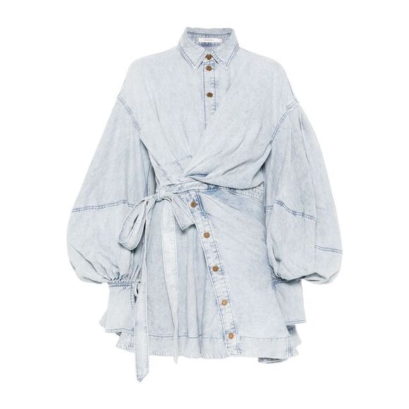 Zimmermann Women Rebellion Denim Wrap Mini Dress - Picture 6 of 7